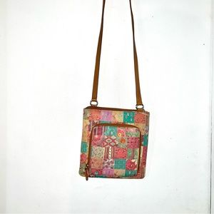 colorful patterned boho satchel w/ crossbody strap